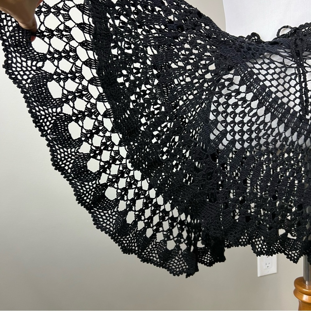 Hand crochet lace knee length skirt Sz M - Picture 8 of 8
